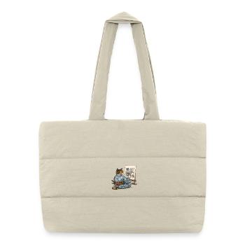 Samurai-Katzen-Malerei Sumi-e Ukiyo-e Kunst - Puffer-Einkaufstasche - Naturweiß - Vorne