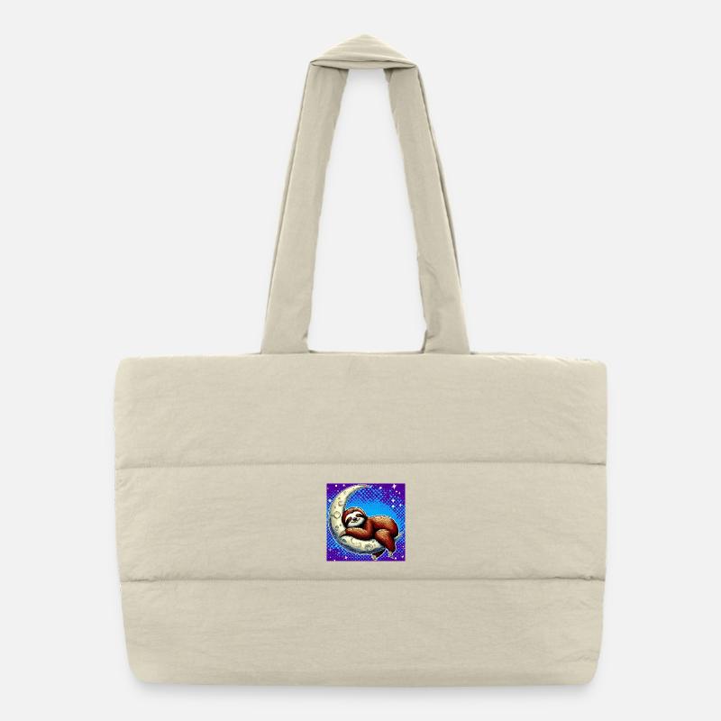 Faultier schläft auf dem Mond Puffer-Einkaufstasche