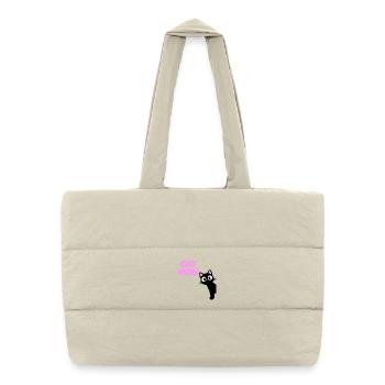 T-shirt Cat Mom pour vrais amoureux des chats Chat - Sac shopping matelassé - blanc naturel - Devant