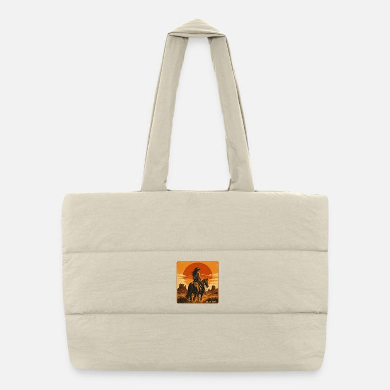 Coucher de soleil du Cheval Braise d’Or Sac shopping matelassé