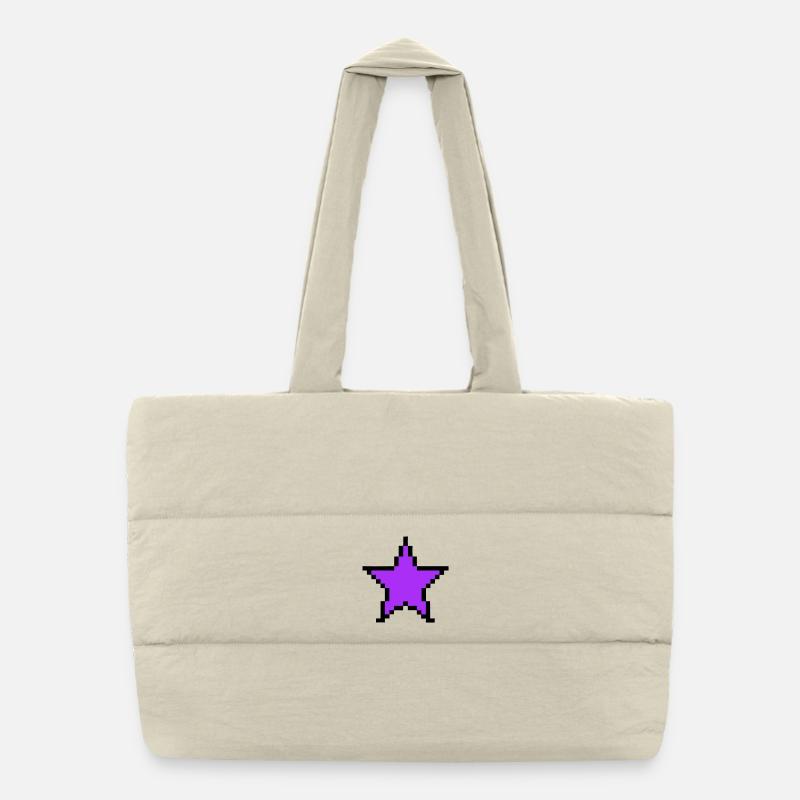 Pixel Star 8-Bit Power Up Puffer Shopping Bag