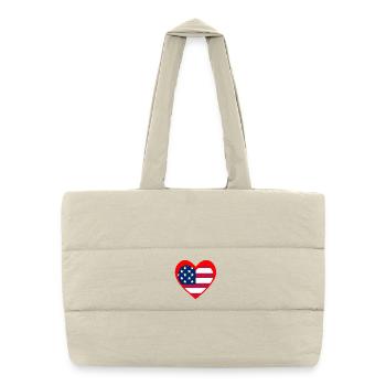American Heart Flag – Red Patriotic Love - Sac shopping matelassé - blanc naturel - Devant