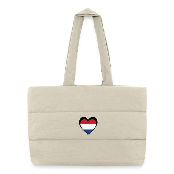Nederland Hart Zwart – Liefde voor Nederland - Sac shopping matelassé - blanc naturel - Devant