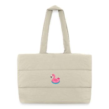 Flotteur de la piscine Flamingo - Sac shopping matelassé - blanc naturel - Devant