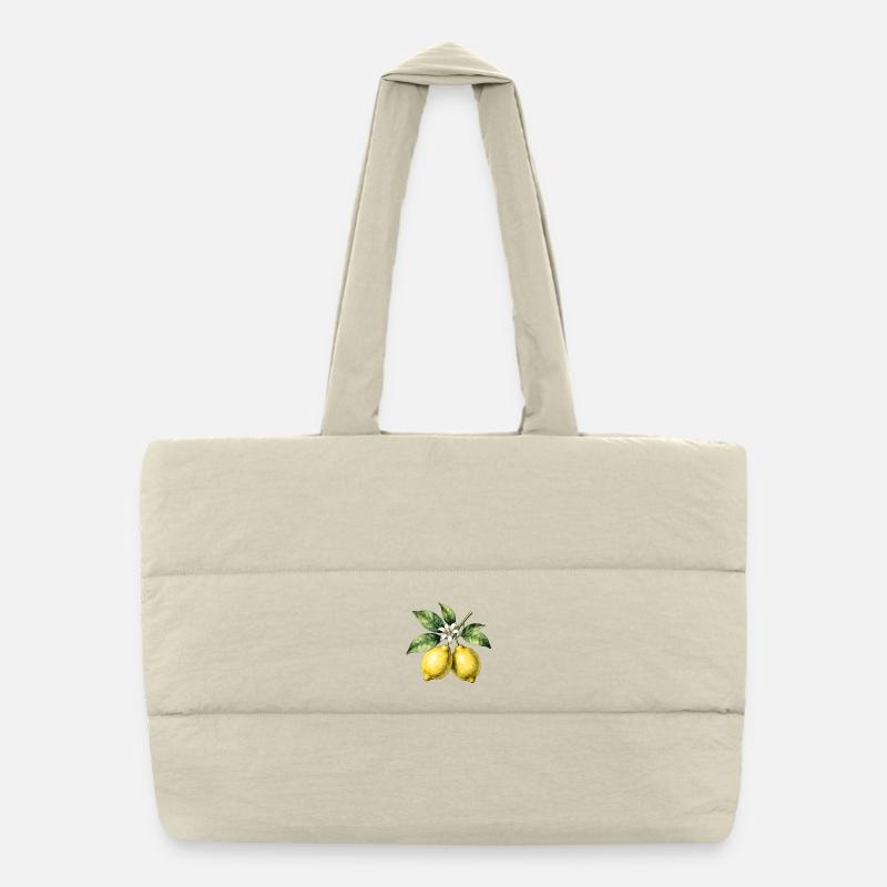 Botanical Lemon Trees Watercolor Puffer Shopping Bag