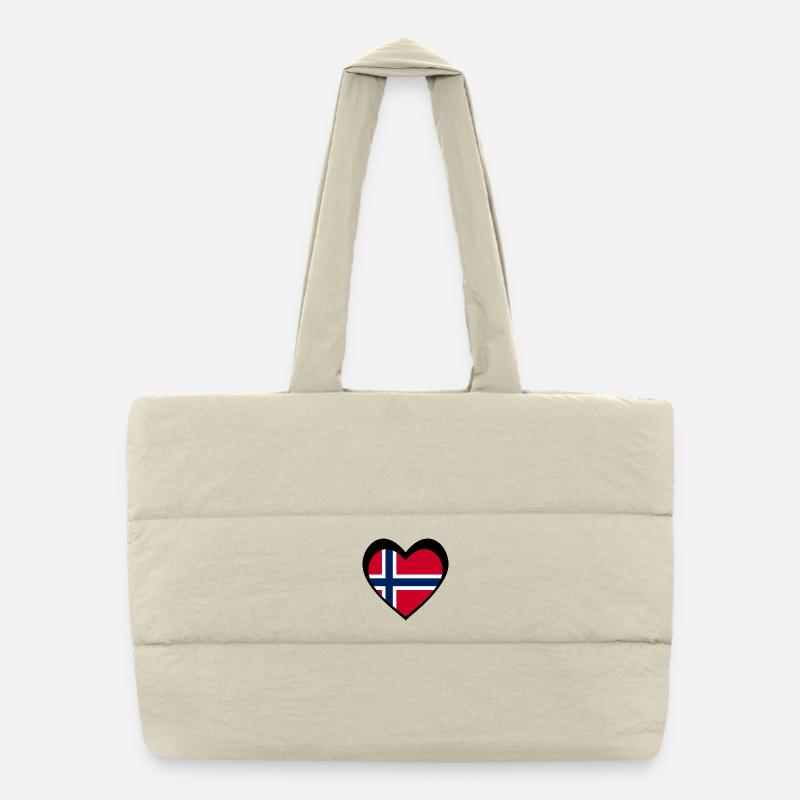 Norge Svart Hjerte – Kjærlighet til Norge - Sac shopping matelassé - blanc naturel
