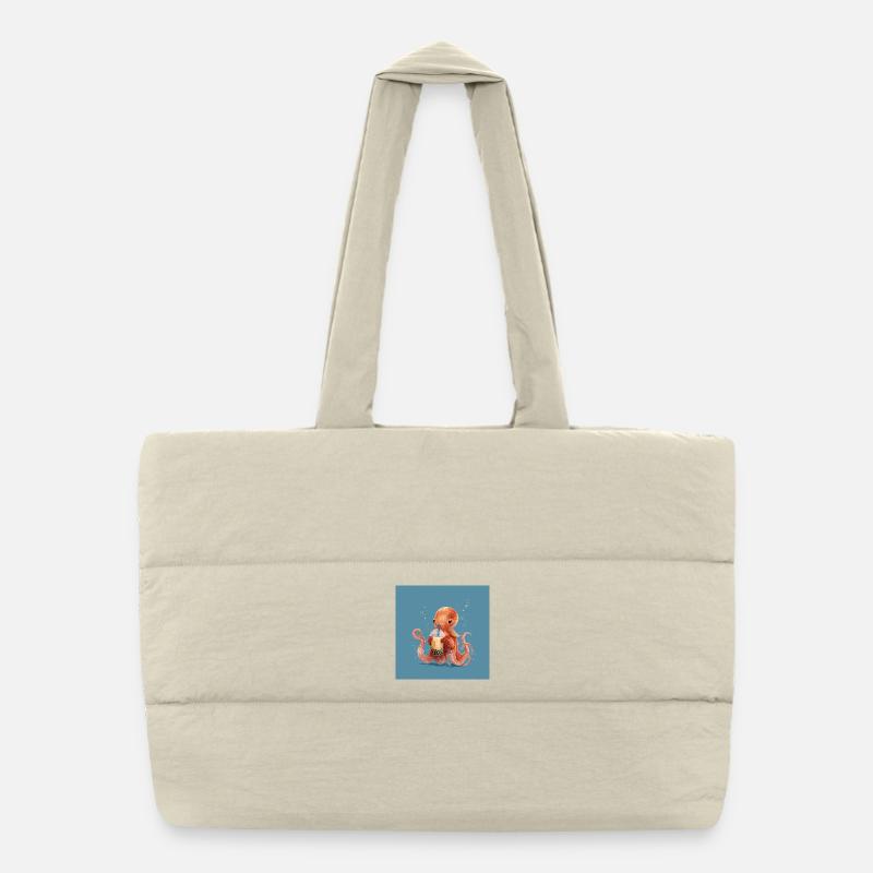 Poulpe Dumbo et son bubble tea Sac shopping matelassé