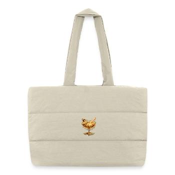 Golden Art Deco Woman in Glass Illustration - Puffer Shopping Bag - natural - Front