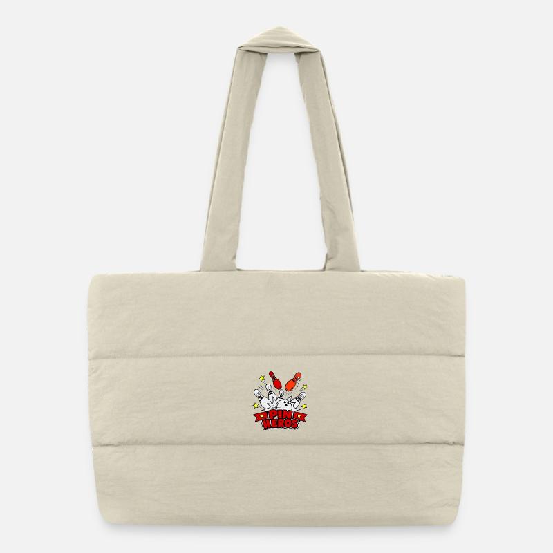Bowling de dessins animés Pin Heroes - Sac shopping matelassé - blanc naturel