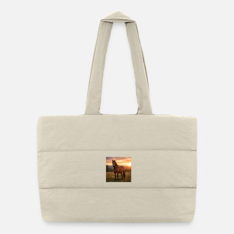 Horse at sunset Puffer Shopping Bag