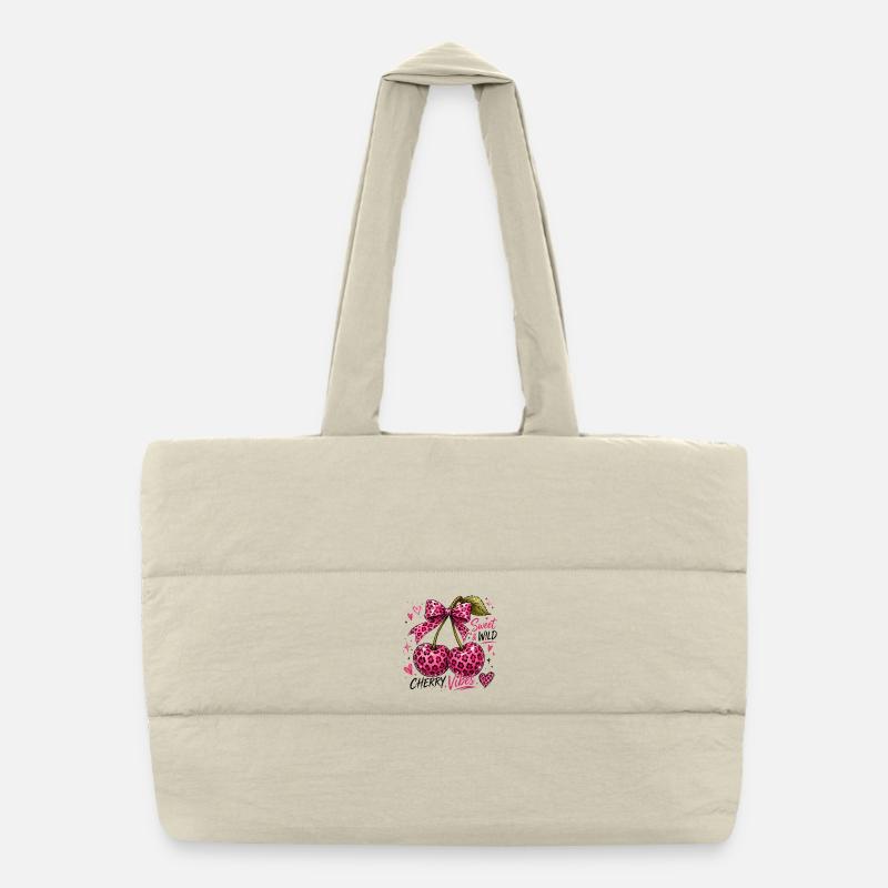 Douces ambiances cerises, cerises léopard, Sac shopping matelassé