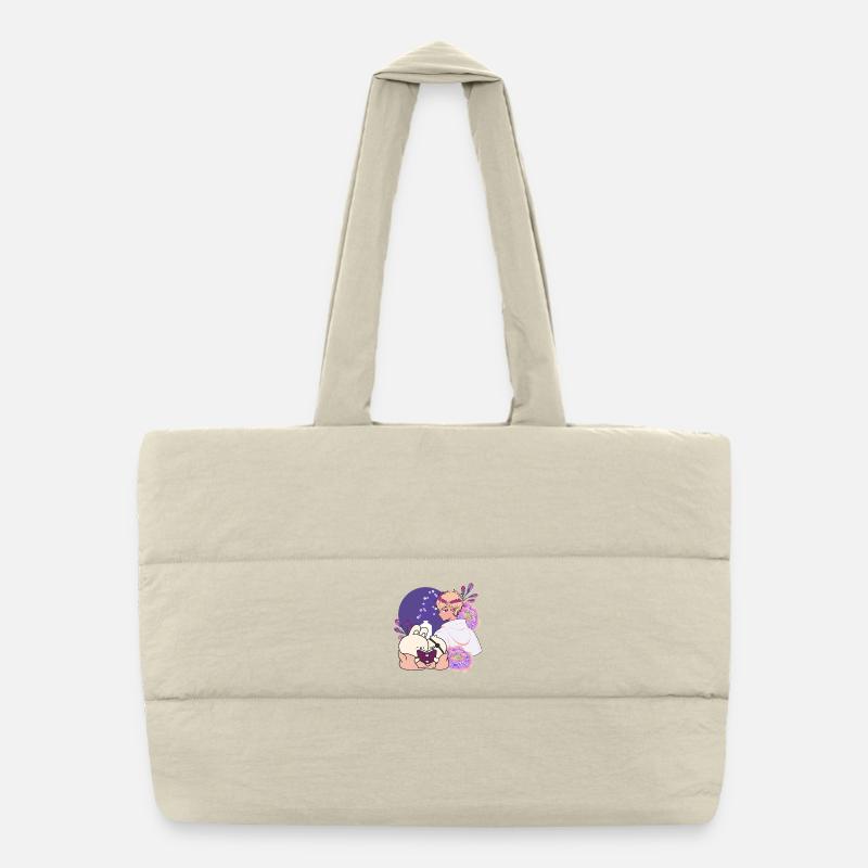 Anime-Junge und Tiere mit Augenklappen-Kunst Puffer-Einkaufstasche