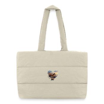An Arabian Al Jawf horse, a landscape and a heart - Puffer Shopping Bag - natural - Front