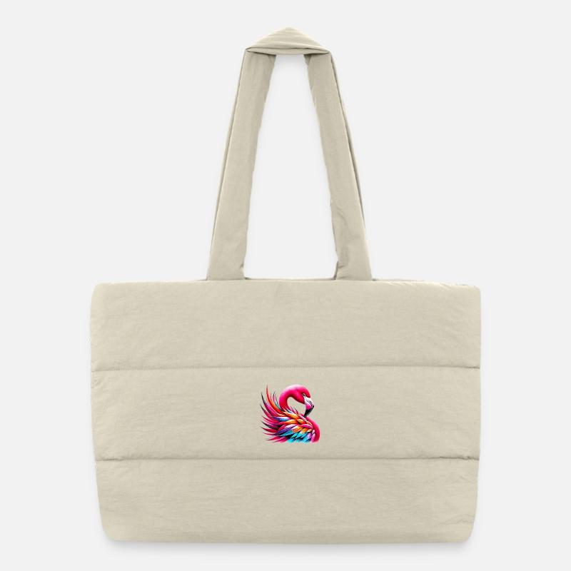 Flamingo - Puffer-Einkaufstasche - Naturweiß