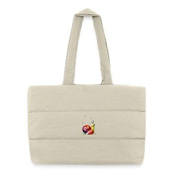 colorful snail in geometric design - Puffer Shopping Bag - natural - Front