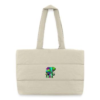 Éléphant - Sac shopping matelassé - blanc naturel - Devant