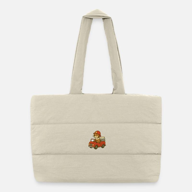 Otter Fire Truck Design Puffer Shopping Bag