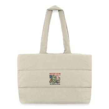 Greedy Greedflation Cartoon Design - Puffer Shopping Bag - natural - Front
