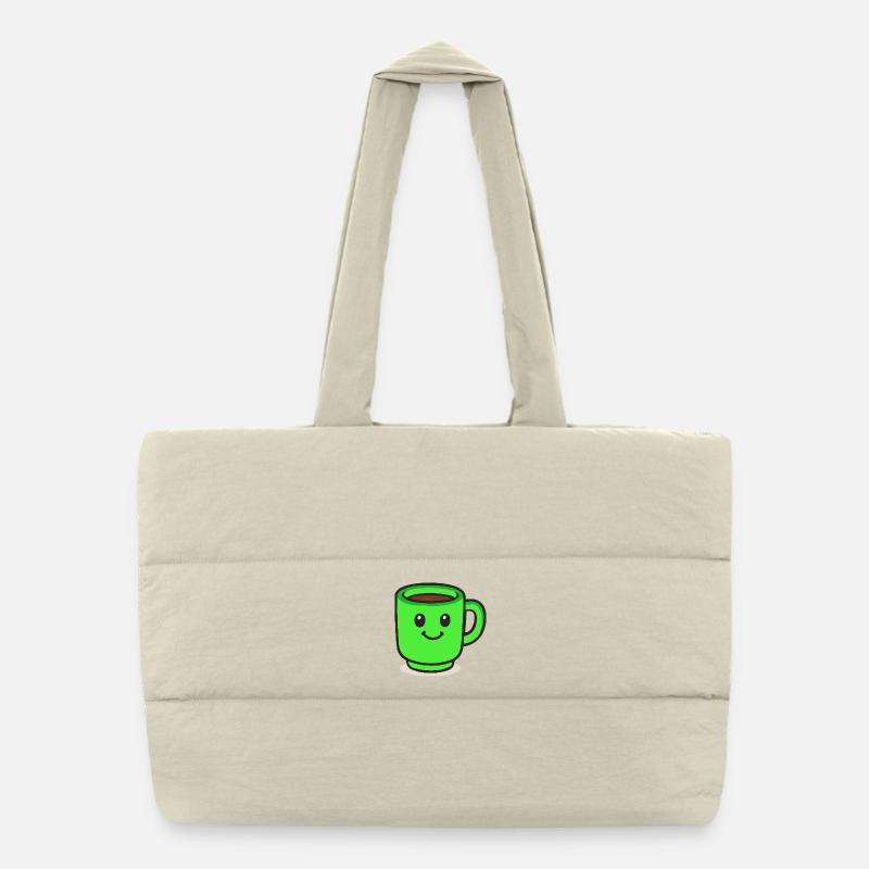 Coffee Cup Smile Cartoon Puffer Shopping Bag