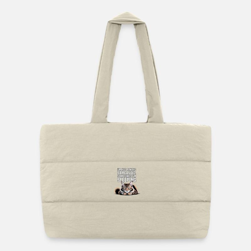 Sarcastic Cat Sleep Puffer Shopping Bag