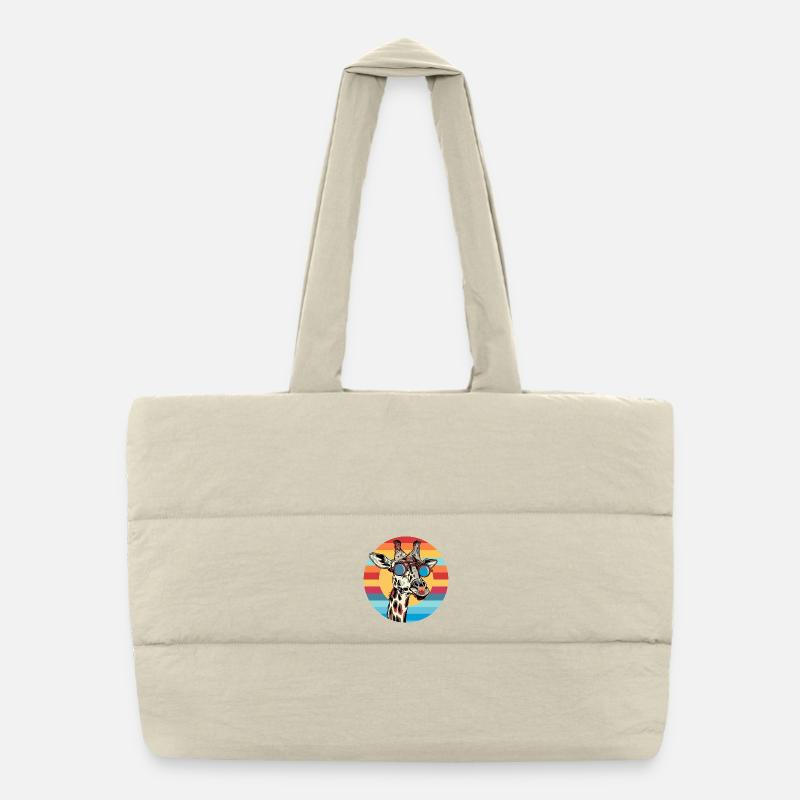 Image de girafe avec des lunettes de soleil Sac shopping matelassé