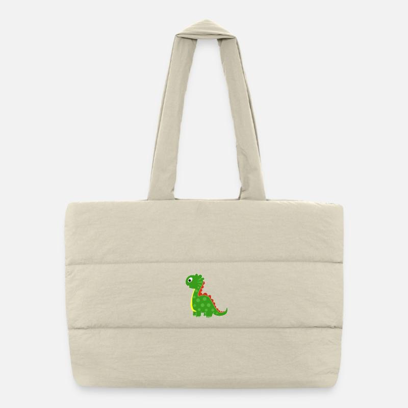 Dino vert avec des points lumineux Sac shopping matelassé