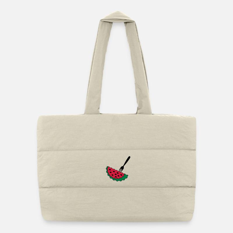 Melone mit Gabel Puffer-Einkaufstasche