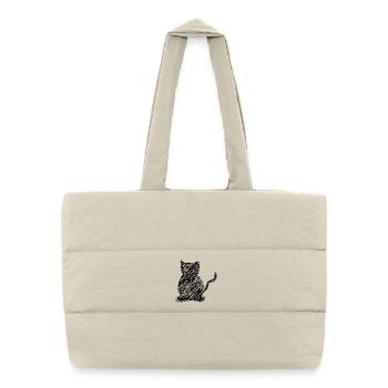 Katze Scribble Zeichnung Tier Geschenk - Puffer-Einkaufstasche - Naturweiß - Vorne