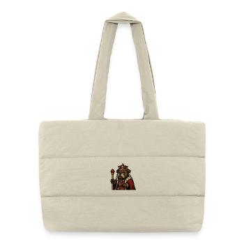 Bulldog King with Crown Scepter Royal Cartoon Art - Puffer Shopping Bag - natural - Front