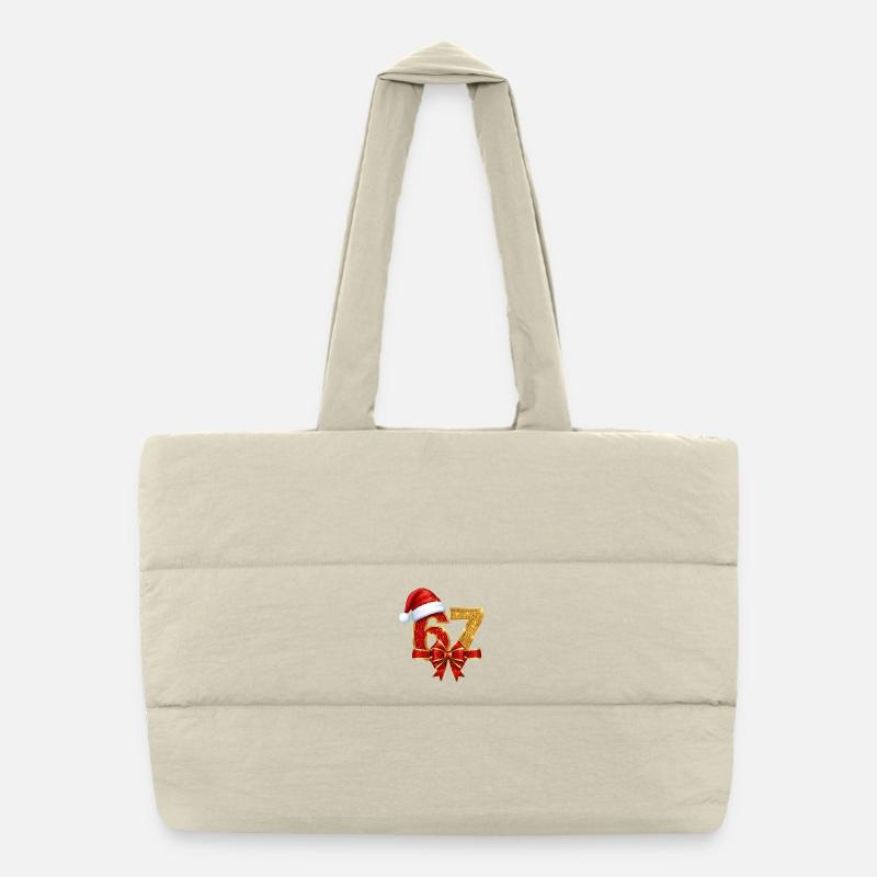 Christmas 67 Santa Hat Bow Puffer-Einkaufstasche