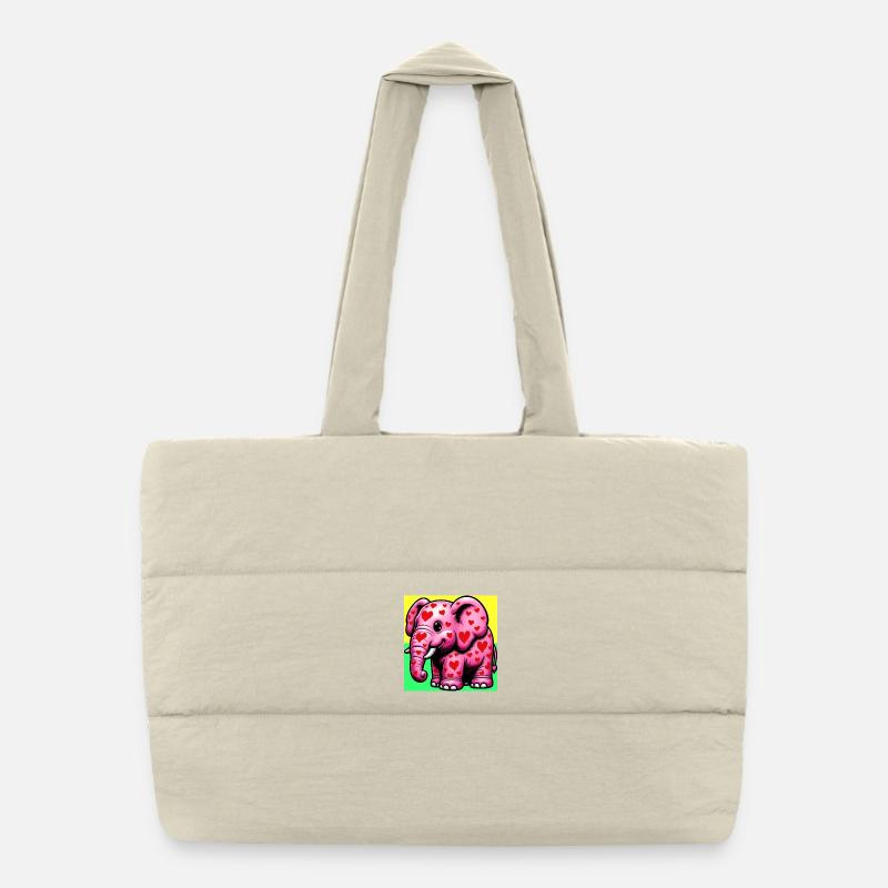 Elefant mit Herz und Herzen Puffer-Einkaufstasche