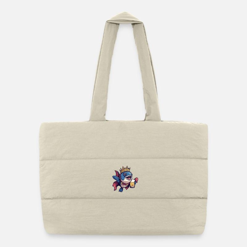 Piranha Fish Beer King Puffer Shopping Bag