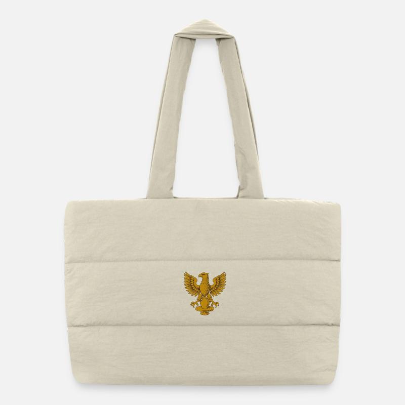 Golden Eagle Crest Emblem Puffer Shopping Bag