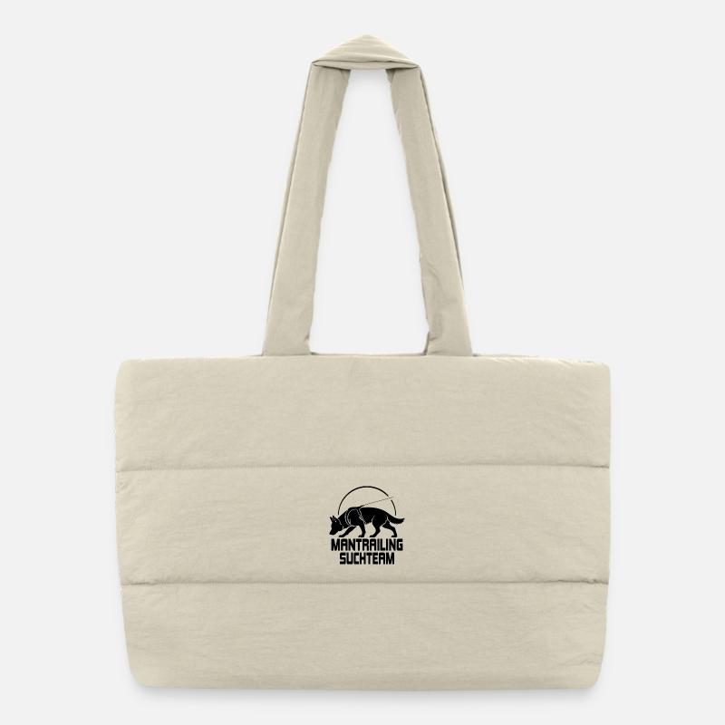 German Shepherd Mantrailing Search Team Dogs Puffer Shopping Bag