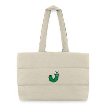 Wurm aus dem Loch Motiv - Gesteppte Shopping Bag - Naturweiß - Vorne