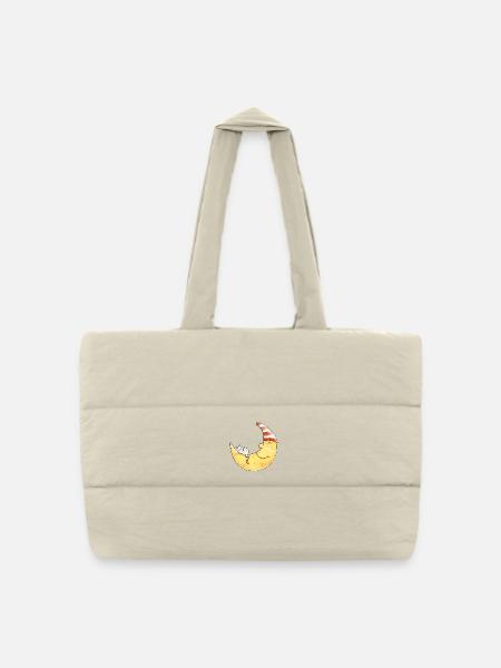 Chat dans la lune je rêve je cadeau de bonne nuit - Sac shopping matelassé - blanc naturel