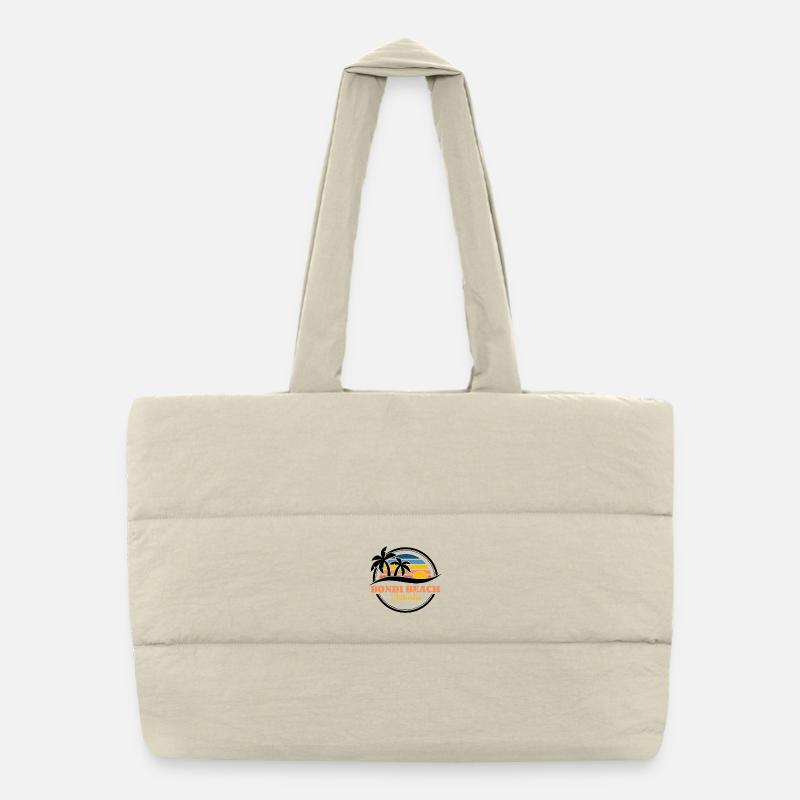 Bondi Beach - Sydney Australia - Puffer Shopping Bag - natural