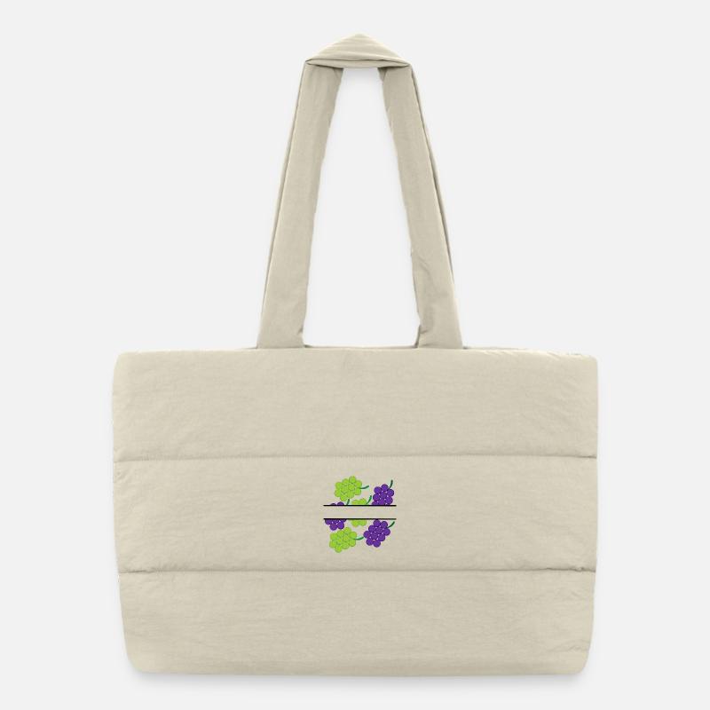 Grapes in banner with red and green grapes Puffer Shopping Bag
