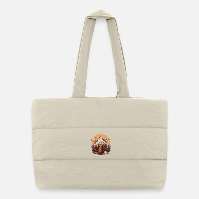 Pic de montagne avec conception de chope de bière Sac shopping matelassé