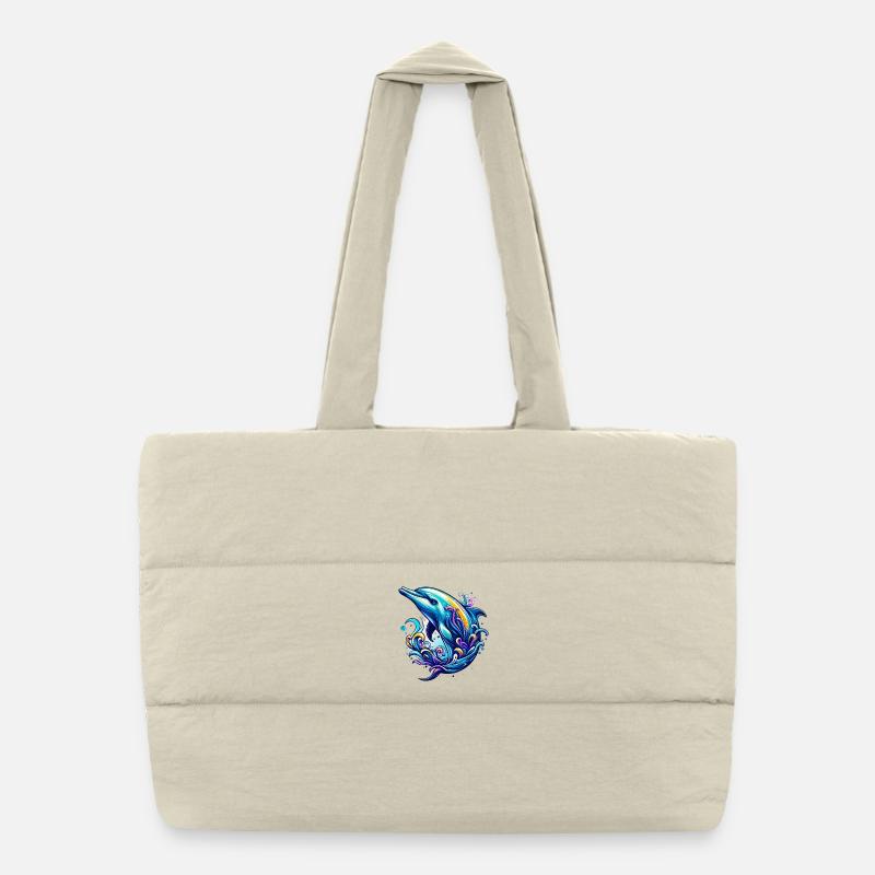 Delfin - Puffer-Einkaufstasche - Naturweiß