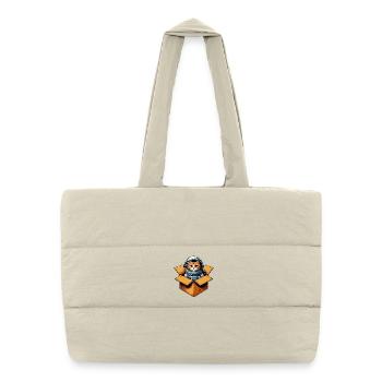 Chat astronaute - Sac shopping matelassé - blanc naturel - Devant