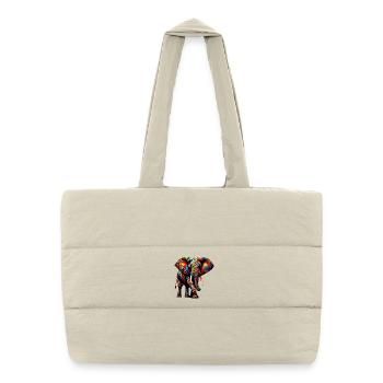 Éléphant - Sac shopping matelassé - blanc naturel - Devant