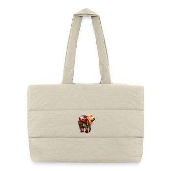 Éléphant - Sac shopping matelassé - blanc naturel - Devant