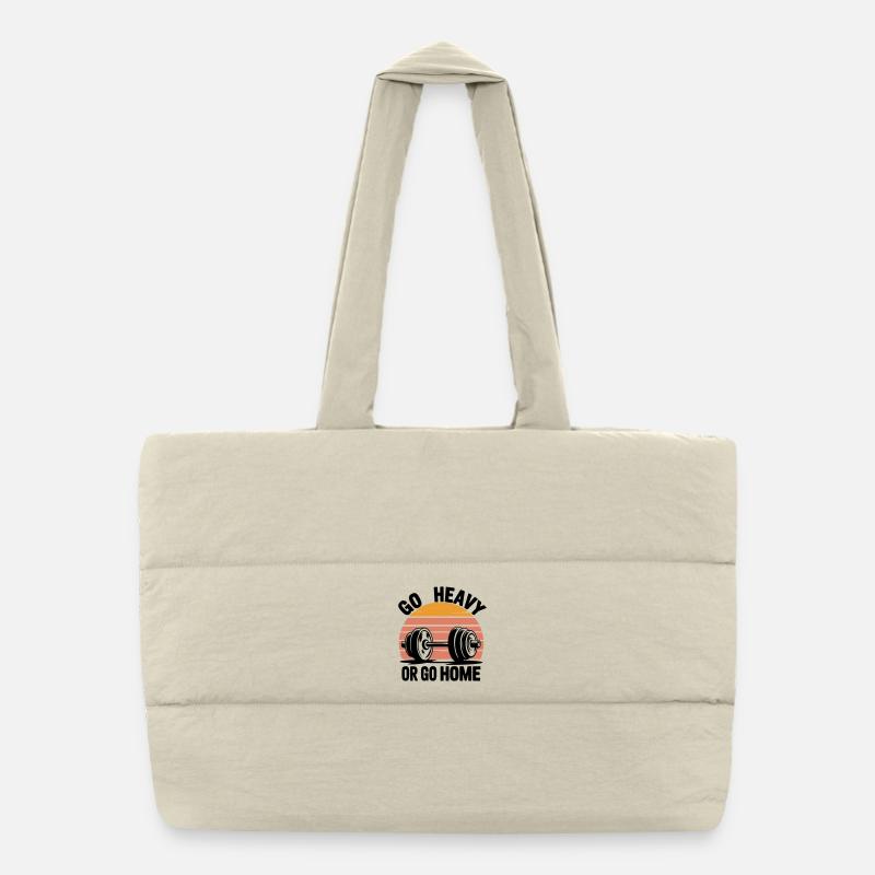 Retro Sunset Silhouette Duo Puffer Shopping Bag