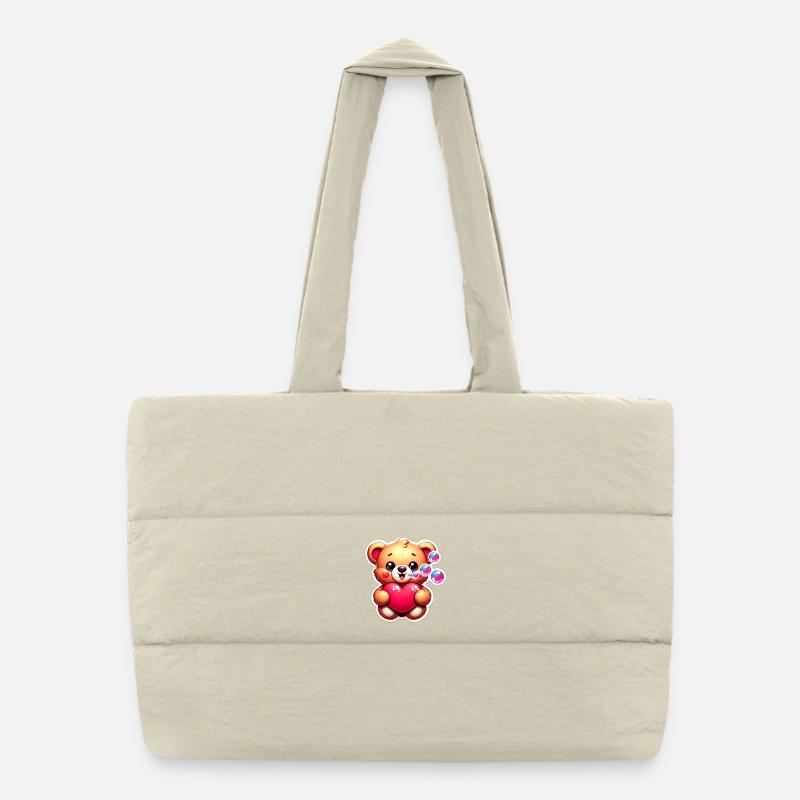 Teddybär mit Herz und Seifenblasen Puffer-Einkaufstasche