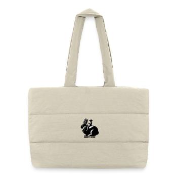 Rabbit Rider (Text - ohne Kontur, 3-farbig) - Puffer-Einkaufstasche - Naturweiß - Vorne