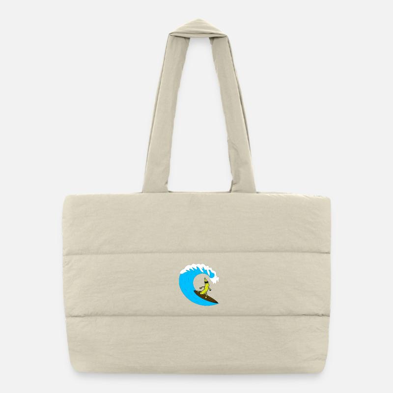 Bananen-Surfer auf Welle - Puffer-Einkaufstasche - Naturweiß