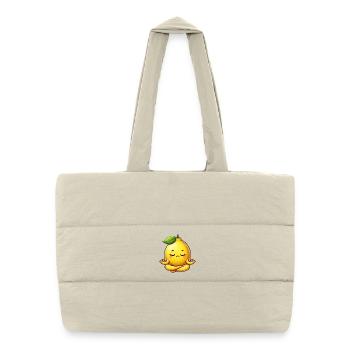 Süße Zitrone Yoga Meditation Entspannung Cartoon - Puffer-Einkaufstasche - Naturweiß - Vorne
