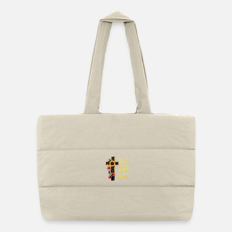 Loved By Jesus Christian Cross Puffer Shopping Bag