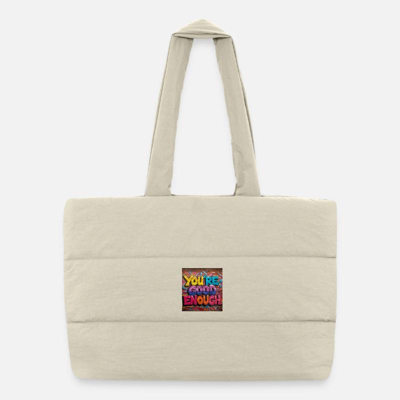 Inspirierende Graffiti-Textkunst Puffer-Einkaufstasche